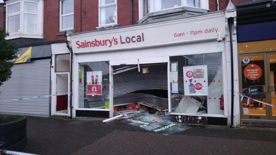 Destruction at Sainsbury's Local in East Boldon as shopfront smashed in ...