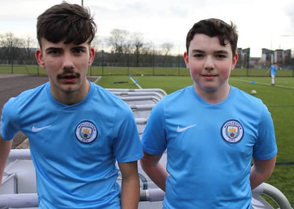 Academy 360 lads Jamie Talbot (left) and Ben Sawyers trained with Manchester City coaches at a football school in Glasgow.